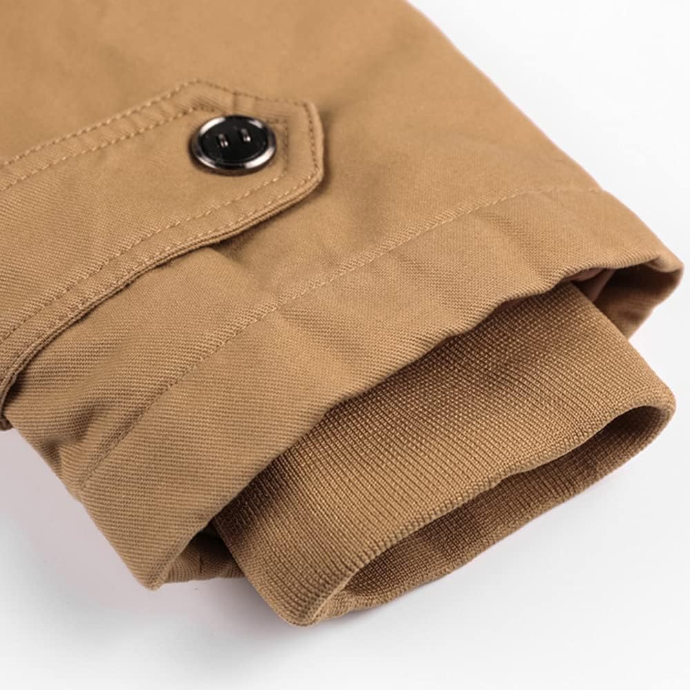 Autumn and Winter Men's Jacket-Casual Faux Fur Lined Waist Drawstring Cargo Warm Hooded Cargo Coat Jacket