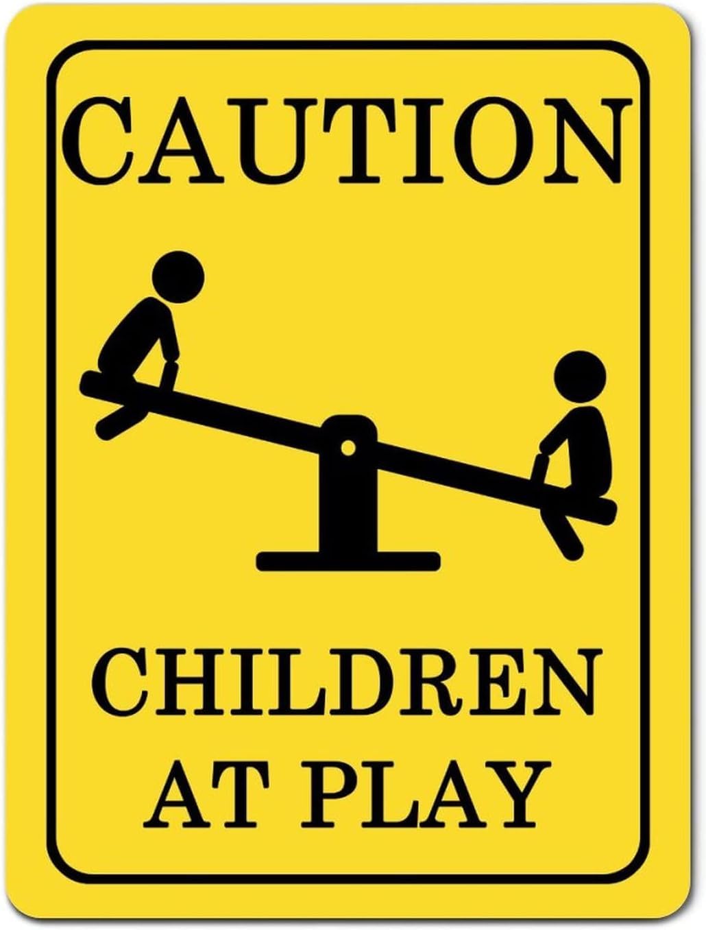 Caution Children at Play Rust Free Aluminum Sign - Warning Decor with Pre-Drilled Holes for Home Yard, Playground - 12x8 Inch​