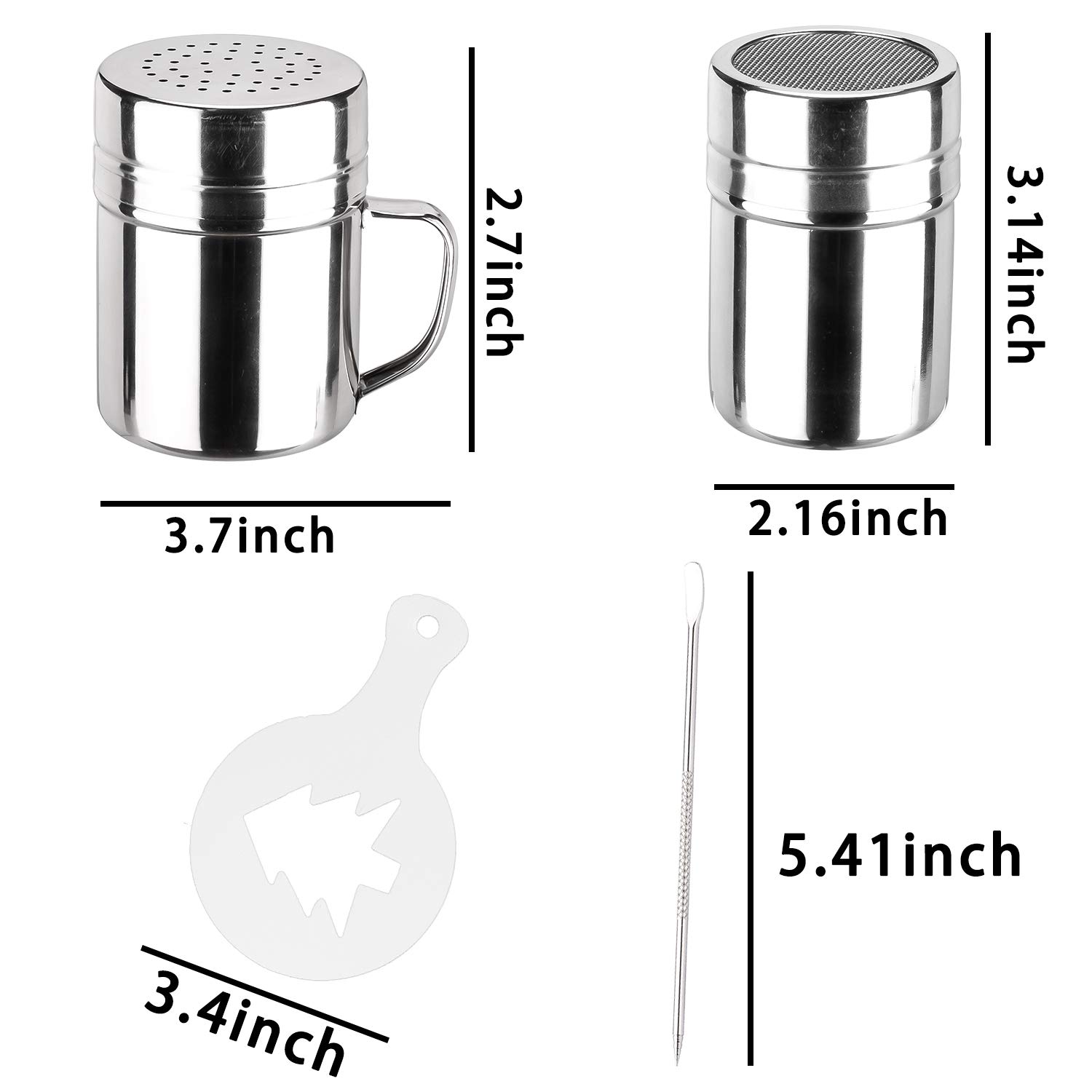 Saupoudreuse Cuisine Lot De 3 Sucriers Shakers En Acier Inoxydable GXGM – Pour Sucre, Farine, Cacao, Café | Idéal Pâtisserie, Latte Art, Cuisine Shaker Sucre Glace