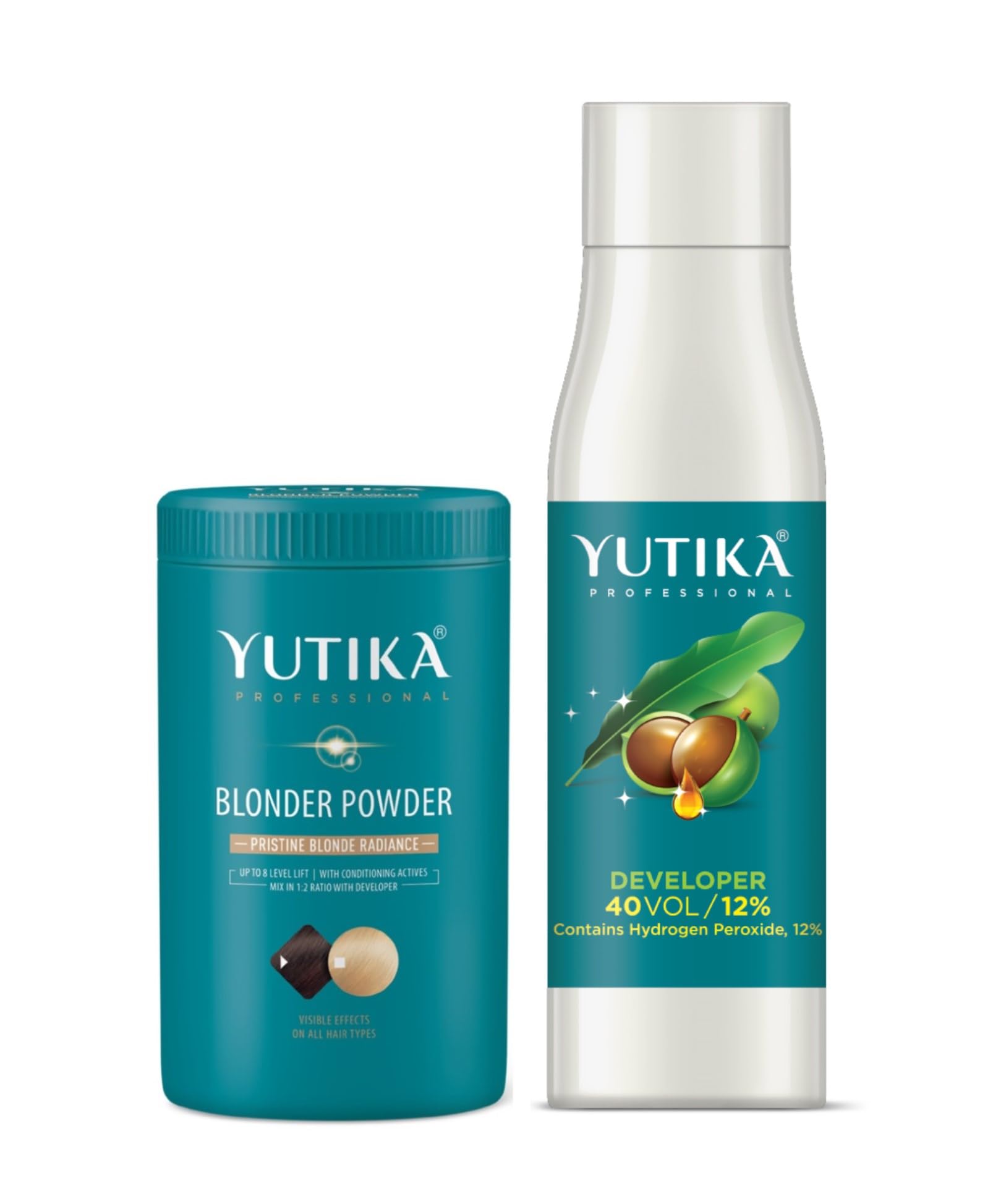 Yuthika Professional Blonder Powder 250gm with Hair Color Developer 40 Volume (12%) 500ml