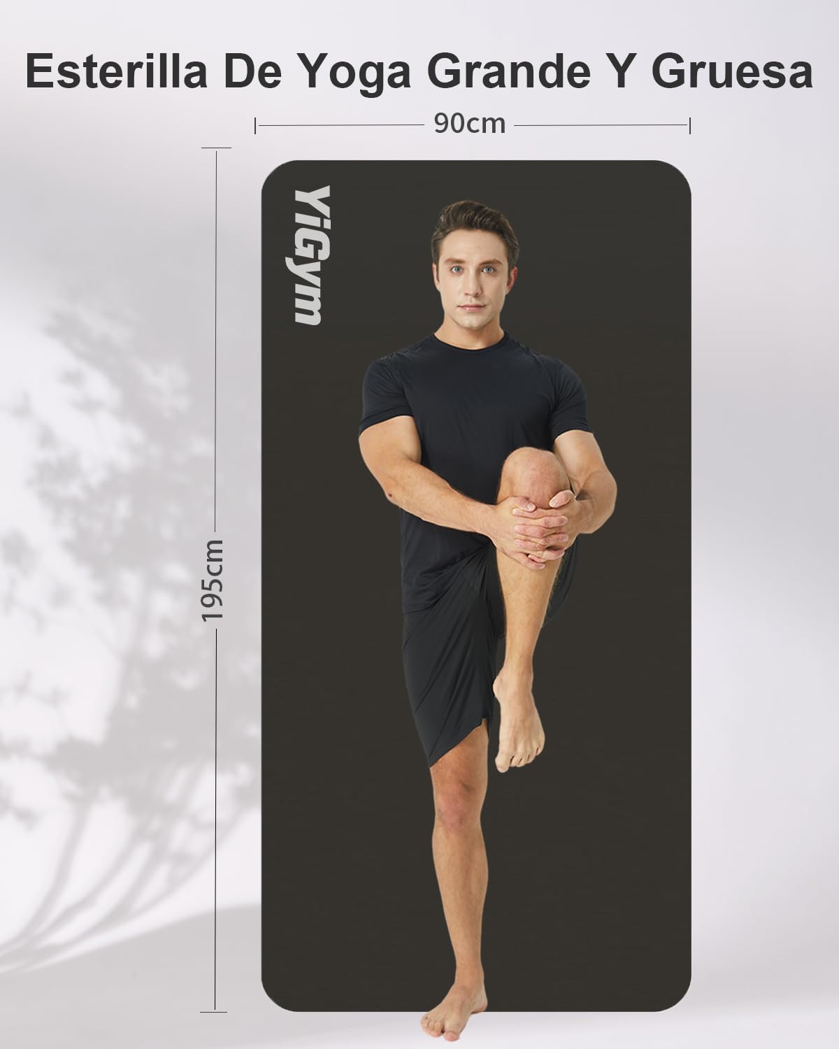 Esterilla de gimnasia, 195 x 90 cm, grande, ancha, esterilla de yoga de 10/15 mm de grosor, esterilla de fitness XL, para el hogar, gimnasio, deporte, con correa y bolsa