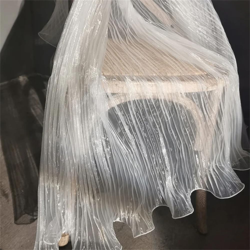 Tela de organza, encaje y voile iridiscente, Tela de Organza 100% Poliéster Blanca 145cm x (0,5-10) M for Vestido por Metro(145cm x 1M)