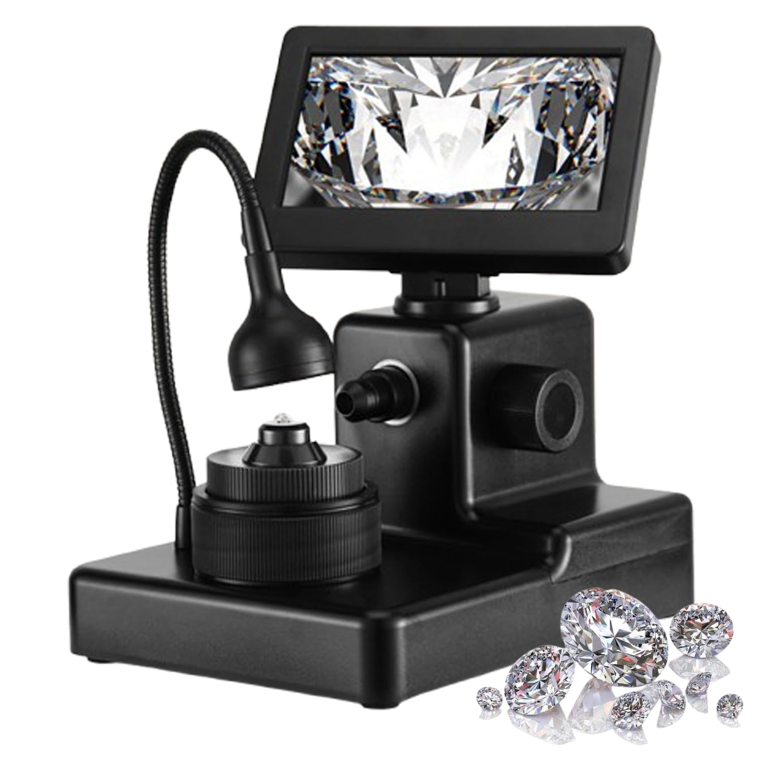Microscopio digital, pantalla LCD de 4.3 pulgadas, aumento de 50-1000X, luz de relleno LED, rango de enfoque ajustable de 10-40 mm, kit de microscopio biológico para pruebas de diamante