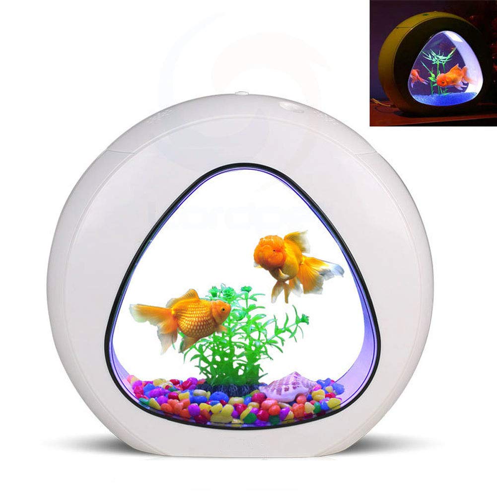 KHTO Aquarium 6L 110V-240V de système de réservoir de Nano de Filtre de système d'éclairage de Filtre d'intégration de l'écologie Fish Tank LED