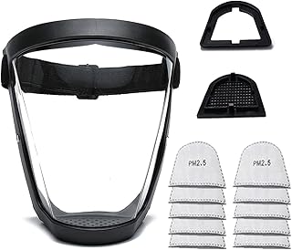 Unisex Super Protective Face Shield with Detachable Filter, Anti Fog Mask, Adult Clear Face Shield, Unisex Hd Transparent Full Face Shield, Reusable Eye, Nose, Mouth Protection (Black)