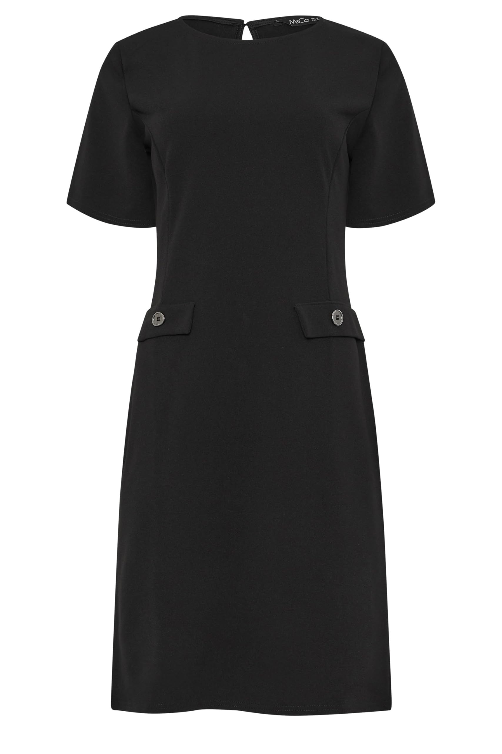 M&Co Button Detail Midi Shift Dress - Women's Black