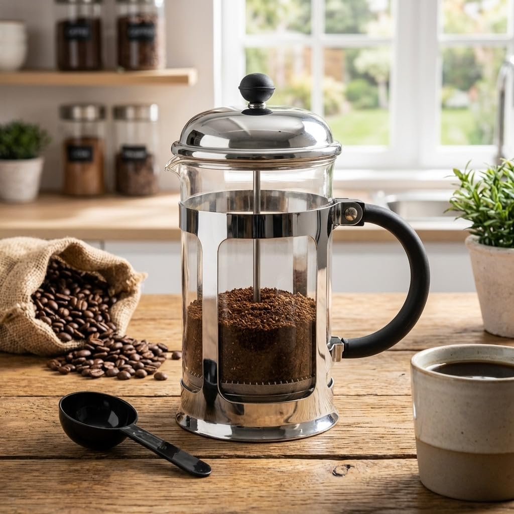 Suinga Cafetera Vidrio Francesa | Cafetera 6 Tazas 800 ml | Permite preparar Te Café Leche Chocolate Leche Infusiones