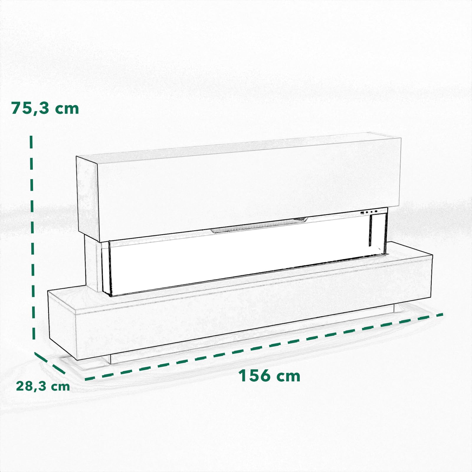 GF Core Elektrokamin Cobalt 50 mit realistischem 3D LED-Feuer - Stand-Elektrokamin mit Heizung und Kaminfeuer, App Steuerung, Knistereffekt & Timer, max. 1800 W, 156x75x28 cm, Grau