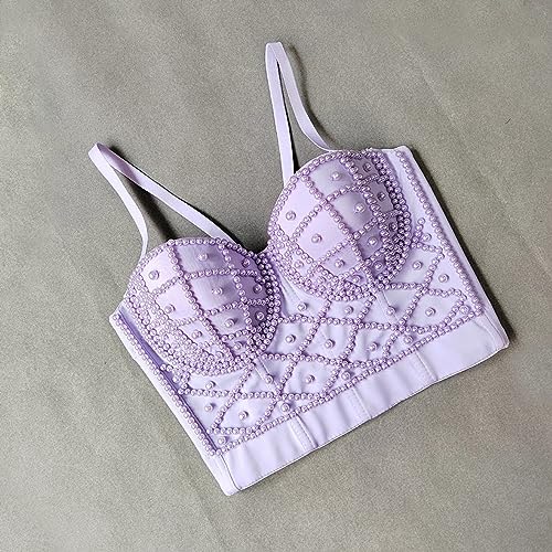 Image of VEENDEO Women's Strap Beads Bustier Corset Crop Top Club Party Bra