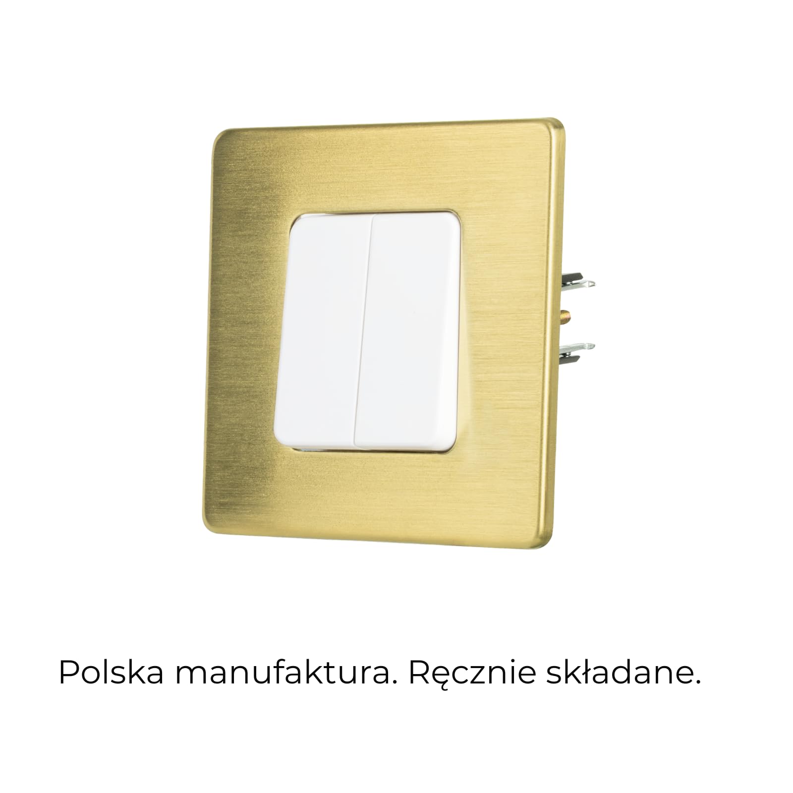 Włącznik Światła Podwójny Biały Schodowy Stal Szczotkowana PVD Brass