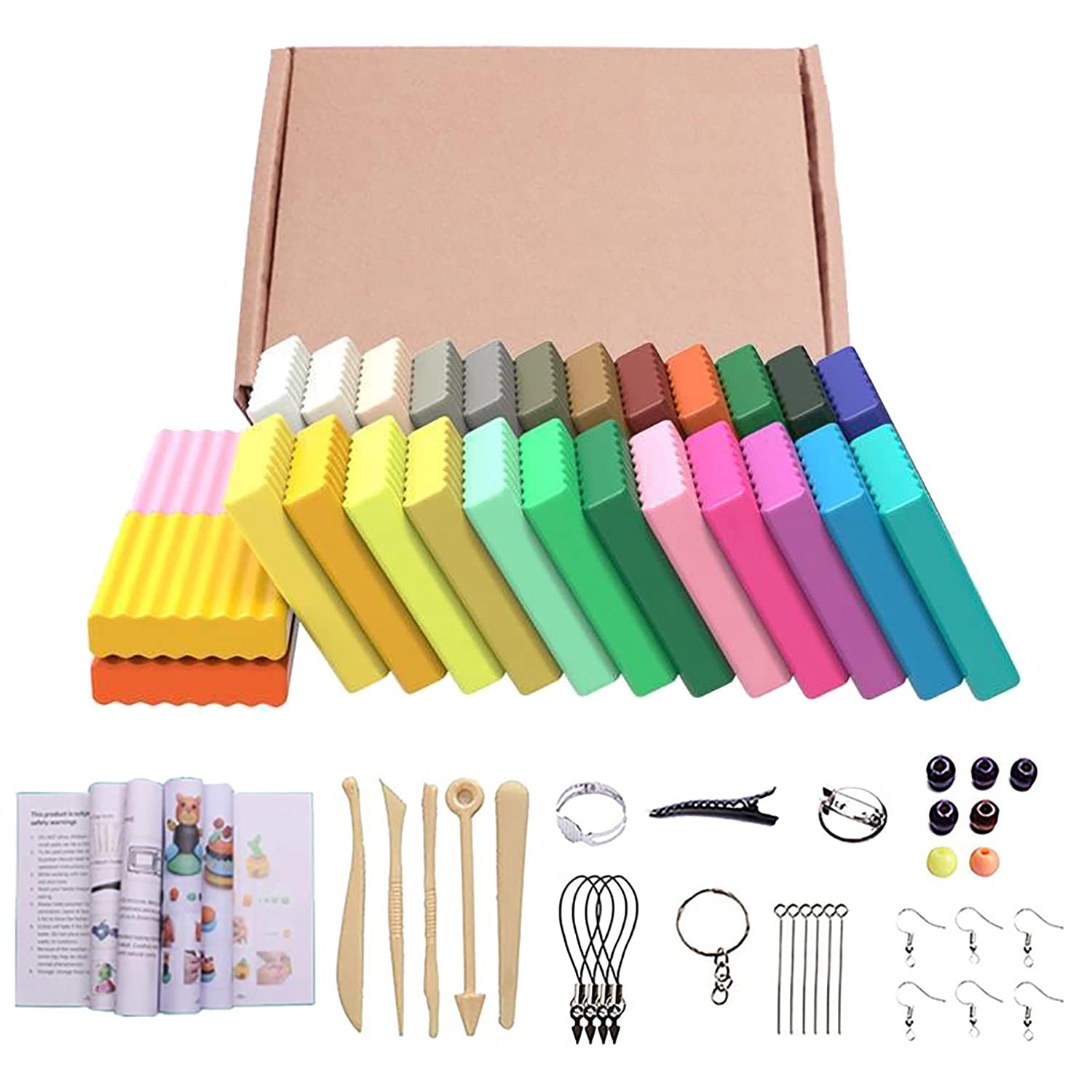 24 Colors Polymer Clay Starter Kit, DIY Modelling Moulding Clay, Baking