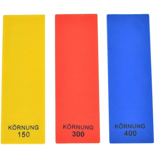 Miniatura 5 de 3 piezas portátil de piedra de afilar de molienda gruesa/media/fina, juego de piedra de afilar, aleación dura al aire libre para moler cuchillos de