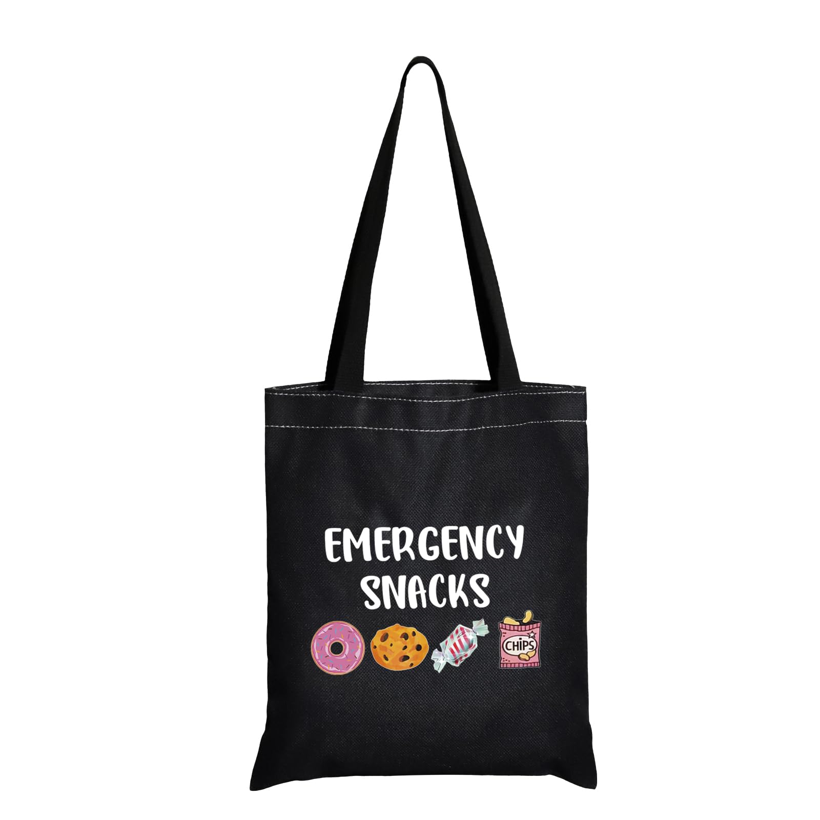 JXGZSO Emergency Snacks Food Storage Bag Foodie Reusable Pouch Food Safe Bag Snack Lover Gift (Emergency snacks shopping black)
