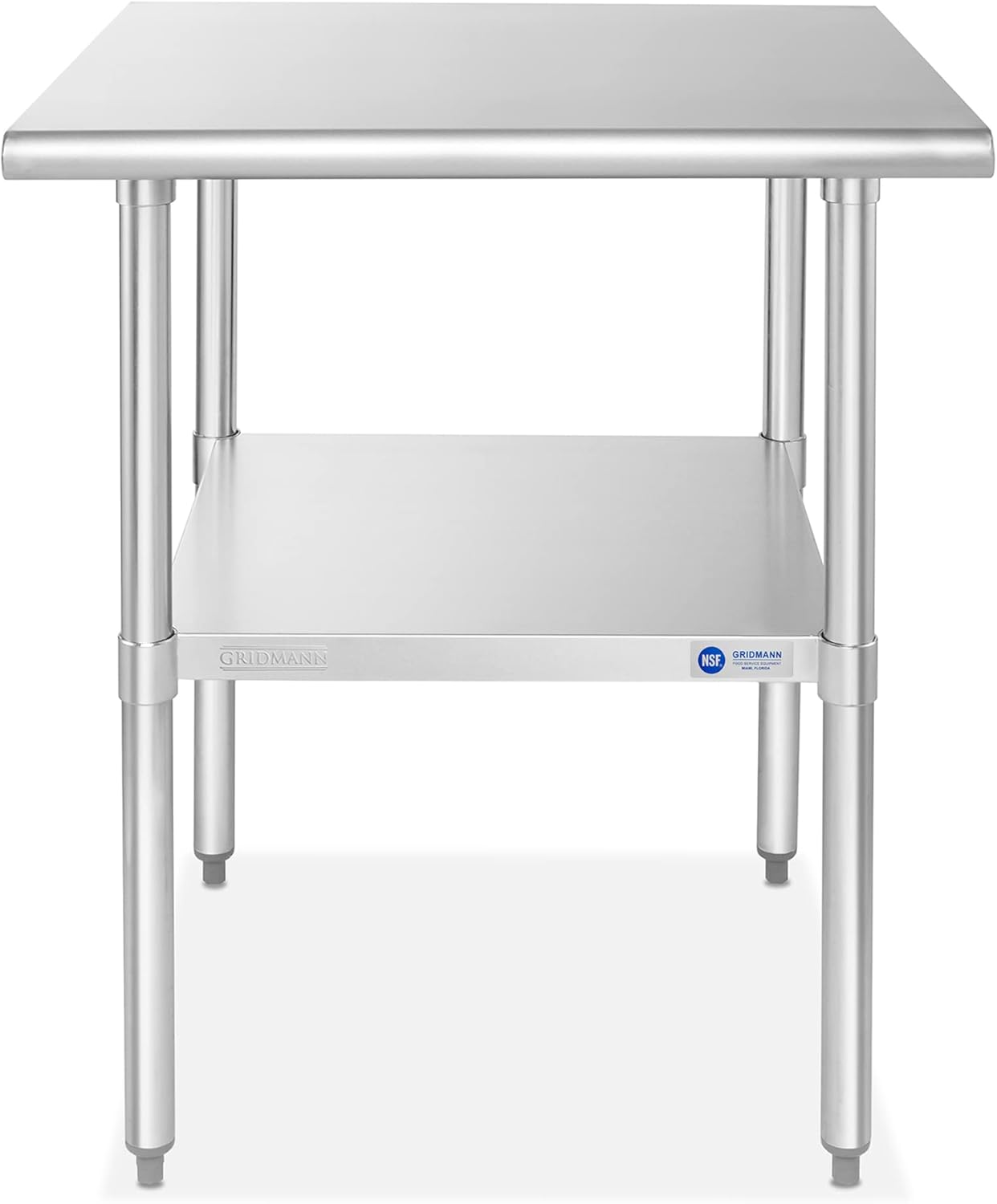 30" Square Satin Stainless Steel Work Table with Undershelf