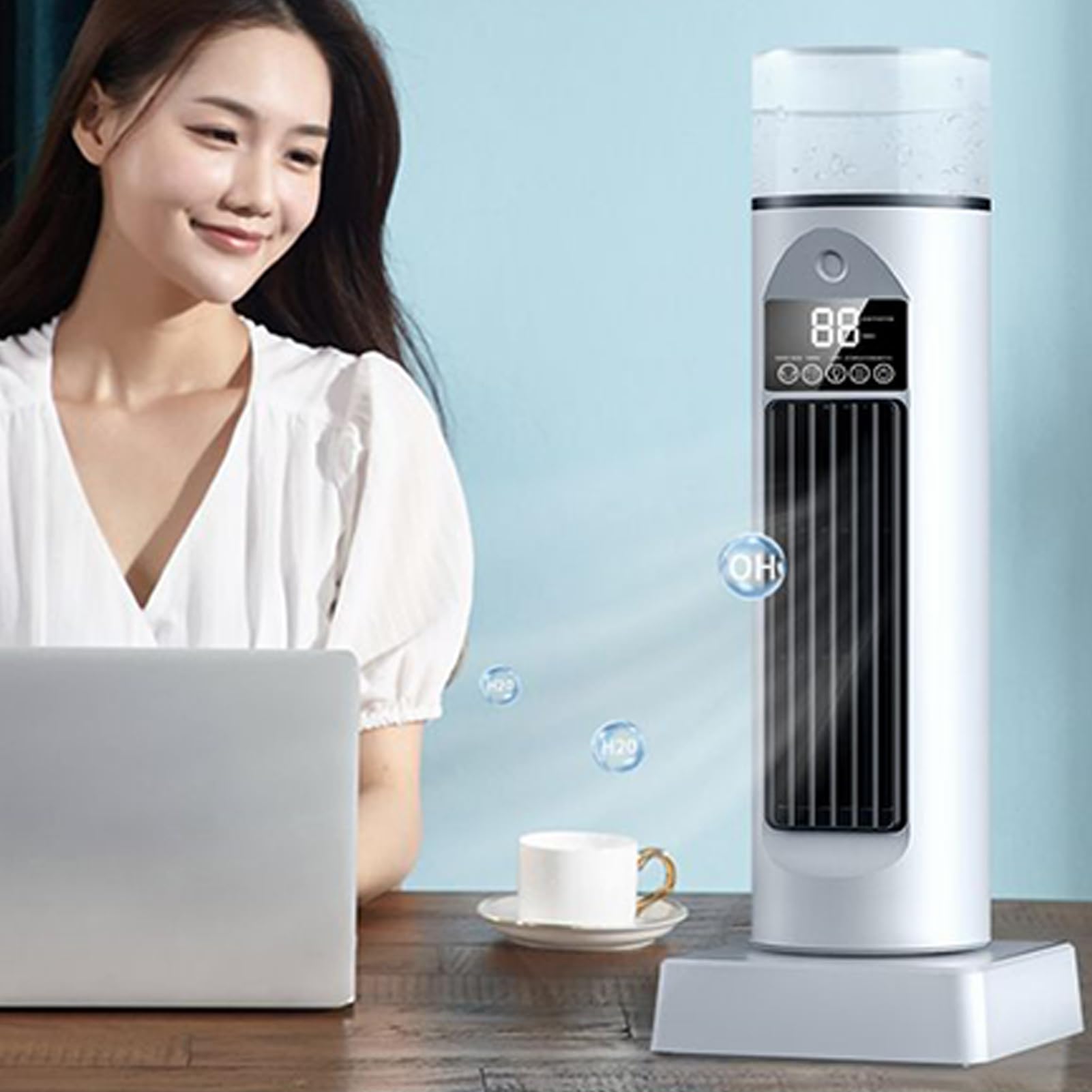 Ventilatore ad aria fredda torre oscillante senza lama - aria condizionata 6 velocità silenziosa con telecomando per camera da letto