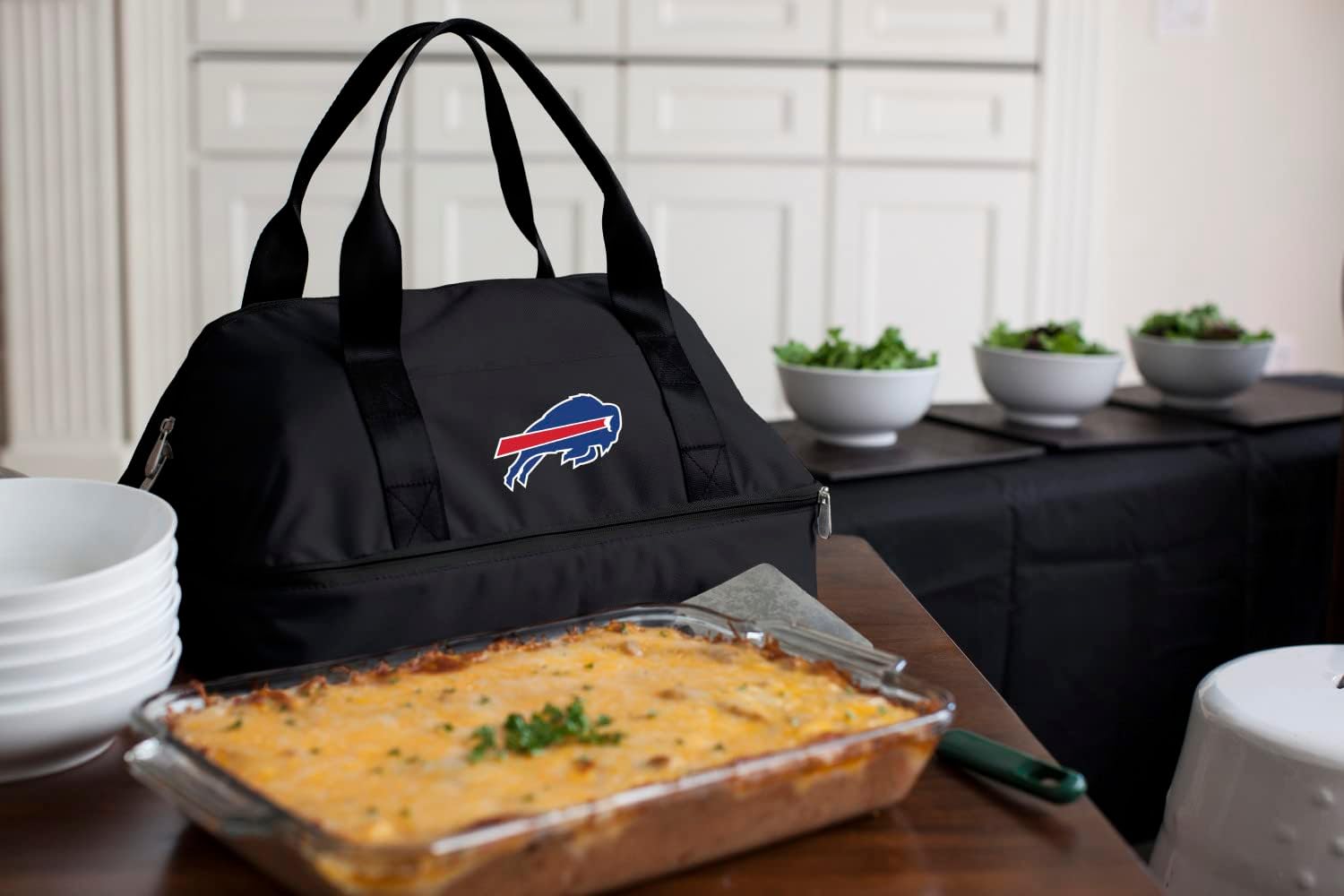 PICNIC TIME NFL Potluck Casserole Carrier, Insulated Thermal Food Carrier, Insulated Casserole Carrier, (Black)