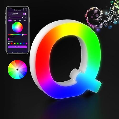 Miniatura 8 de nencoo Letras de luces LED de marquesina con control de aplicación, letras iluminadas, sincronización de música, luz nocturna que cambia de color,