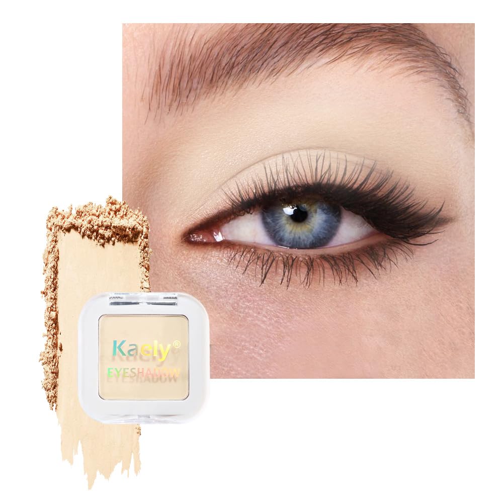 Kaely Pressed Single Eyeshadow Makeup, Vanilla Nude Beige Matte Highly Pigmented Monochrome Eye Shadow Palette, Waterproof Neutral Powde Mini Eyeshadow, Lightweight Blendable, 17 17 Vanilla Nude Beige Matte 1 Count (Pack of 1)