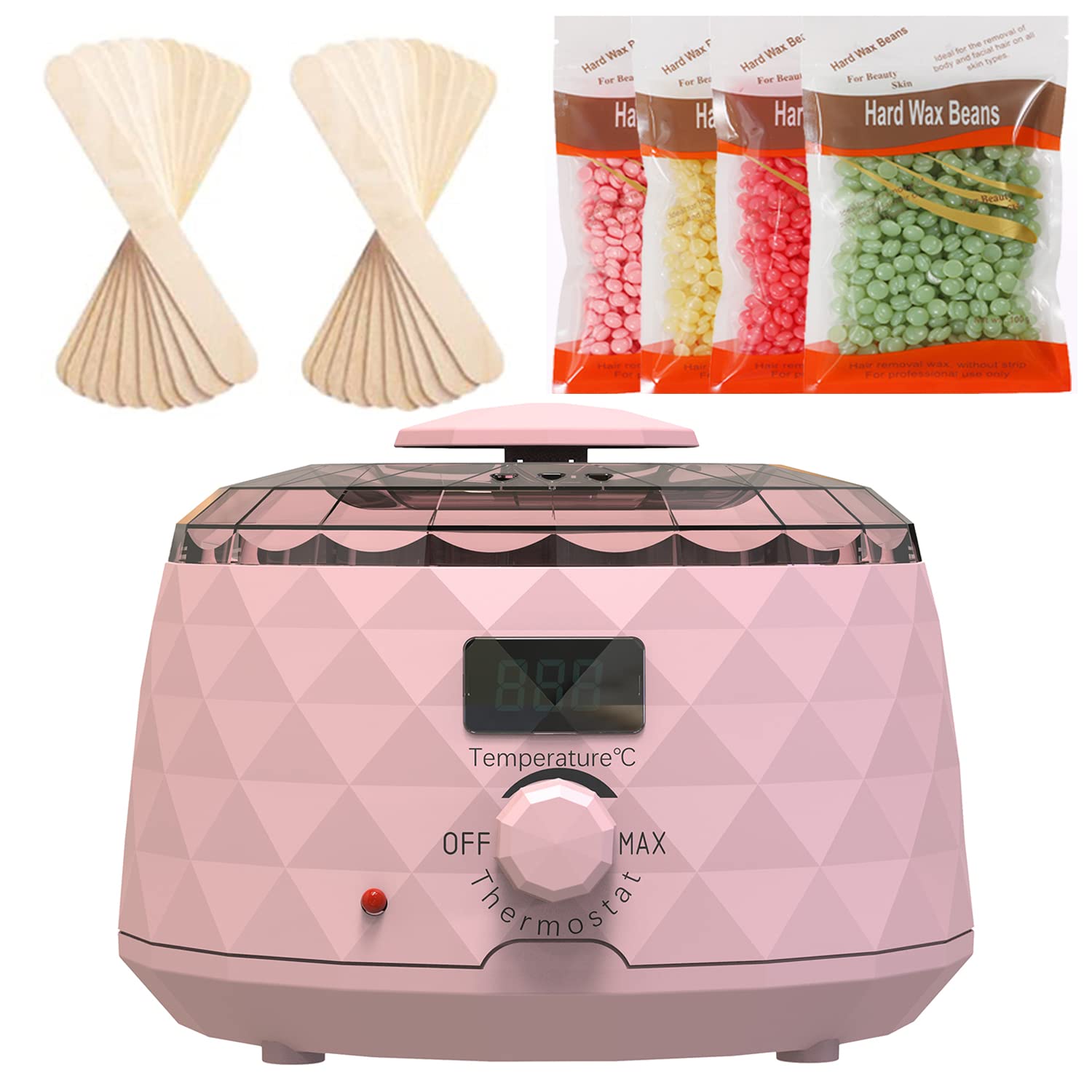 MSAFGYWax Warmer Hair Removal Kit, Quick Heat, Waxing Kit, Wax Warmer, Painless Home Hair Removal Warmer Kit with 4 Bags of Wax Beans and 20 Applicator Sticks.