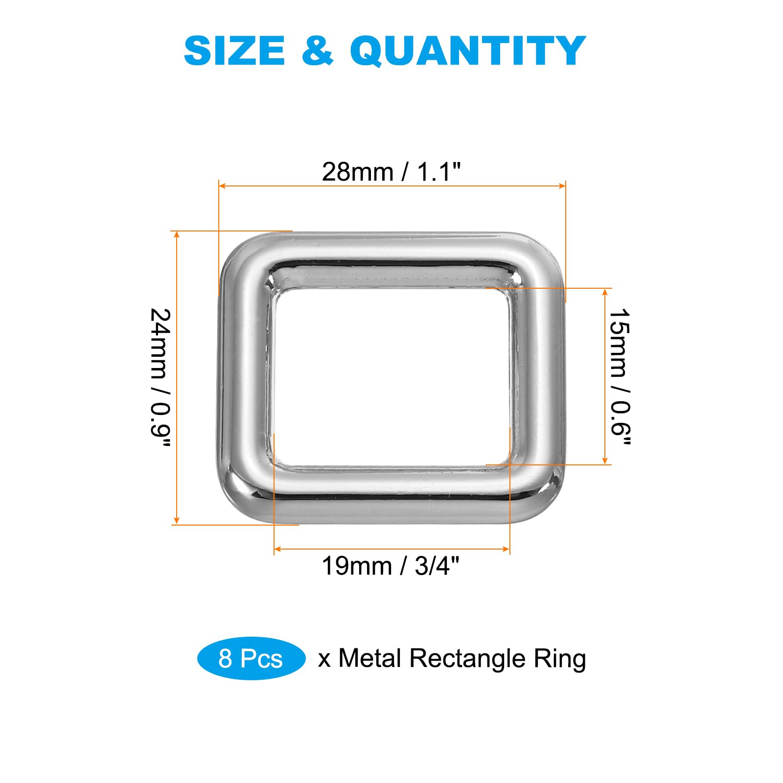 PATIKIL Flat Metal Rectangle Rings 1-1/4" / 32mm - Image 2