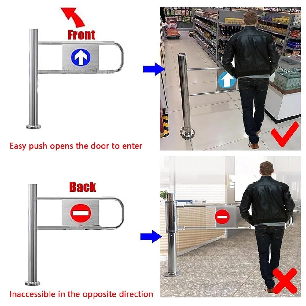 Puerta de seguridad industrial oscilante, barrera metálica retráctil para mostrador de caja, apertura de 90°, control de acceso, importación/exportación, puerta de seguridad duradera (100 x 97 cm)
