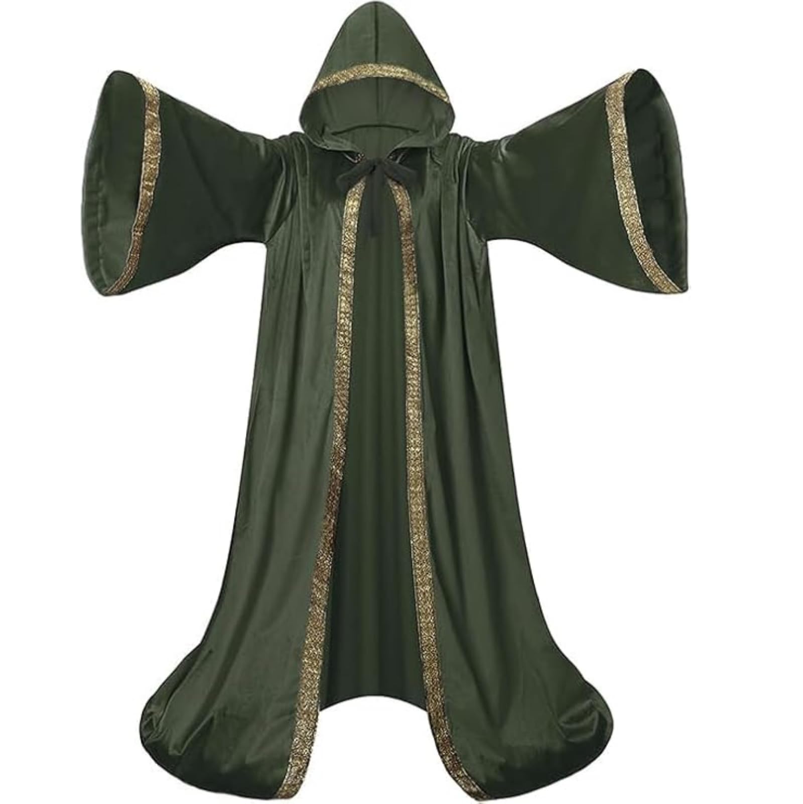 HAPNBCELE Velvet Wizard Robe Cloak with Hood Men Women, Sorcerer Renaissance Costume Medieval Cape Long Sleeve Halloween