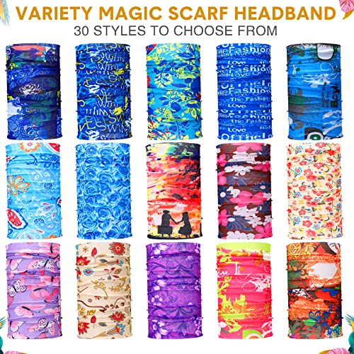 Image of Tarpop 12 /30 Pcs Neck Gaiters Scarf Elastic Wrap Headband Sweat Absorbing Bandana for Women Men Sports Yoga Running