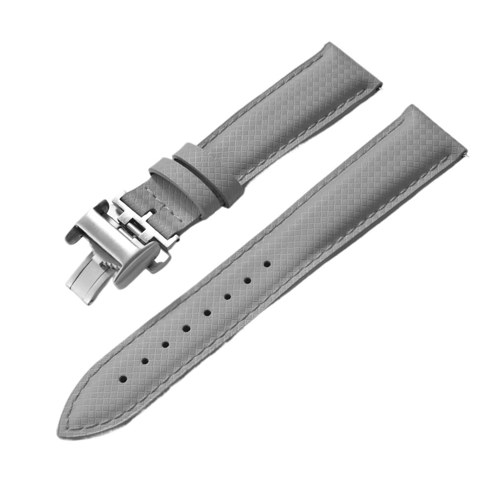 Generico Bracelet en toile pour voiles composite - Couches de cuir avec boucle, 18-22 mm(Grey-Butterfly Casp,22mm)