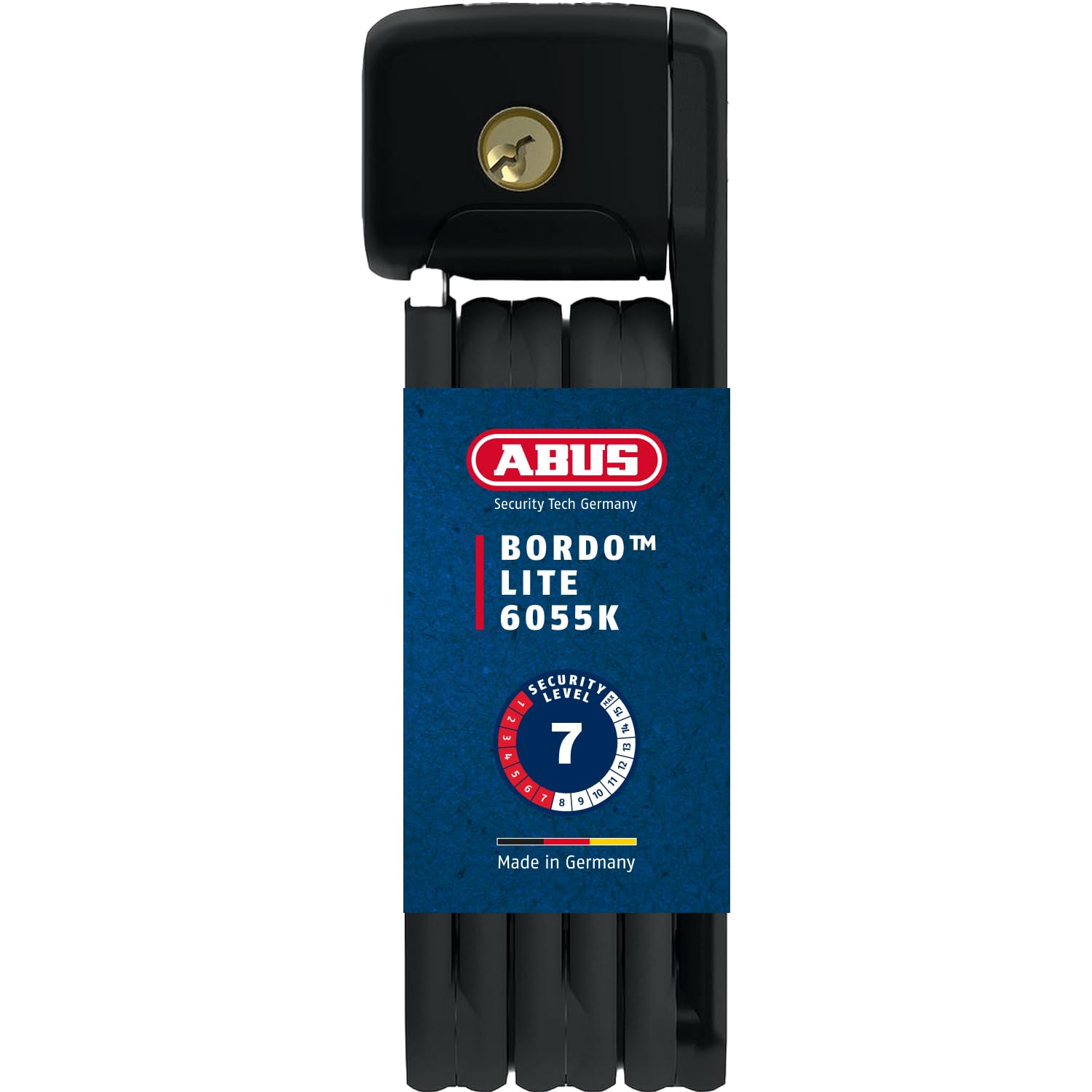 ABUS Faltschloss Bordo Lite 6055K SH mit Halterung - Extra-leichtes Fahrradschloss aus Spezialstahl Sicherheitslevel 7-60 cm - Schwarz