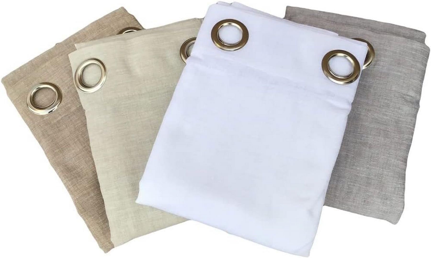 mauro Tende con occhielli per interni Semitrasparente-Tessuto Effetto Lino - bianco-grigio-lino-corda - lxh 140/200/280x280 cm - su Richiesta altezza Personalizzata - 200x280 cm lino