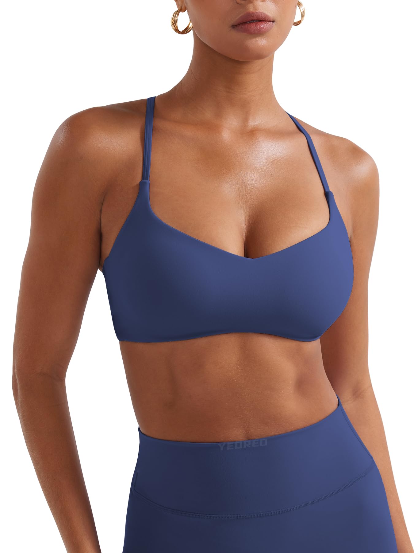 YEOREO Y Back Sports Bras for Women Padded Racerback Bra Paisely Light Impact Adjustable Straps Gym Workout Tops