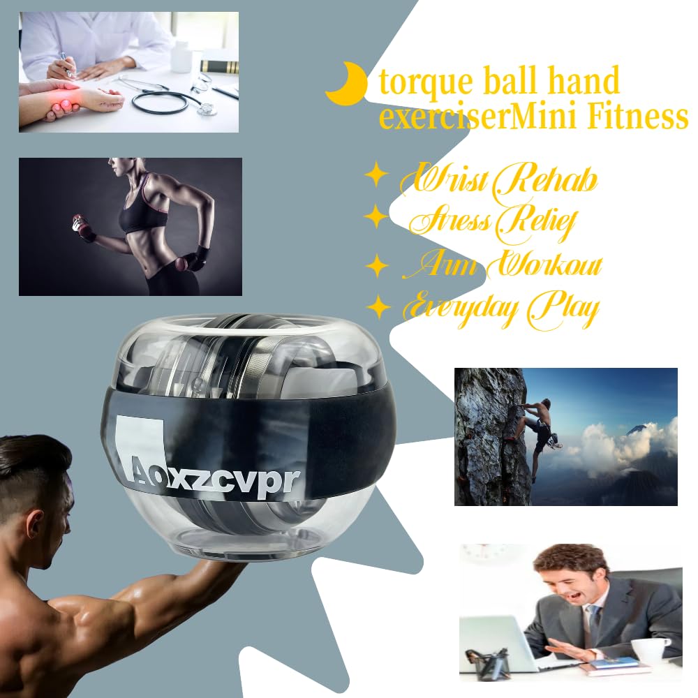 Power Wrist Ball Auto Start Gyro Gyroscope Torque Ball with LED Lights for Hand Trainer for Sports Enthusiasts.