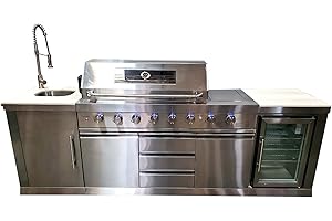 MCP Island Grills 3 Piece Stainless Steel Gourmet Outdoor Island BBQ Kitchen...