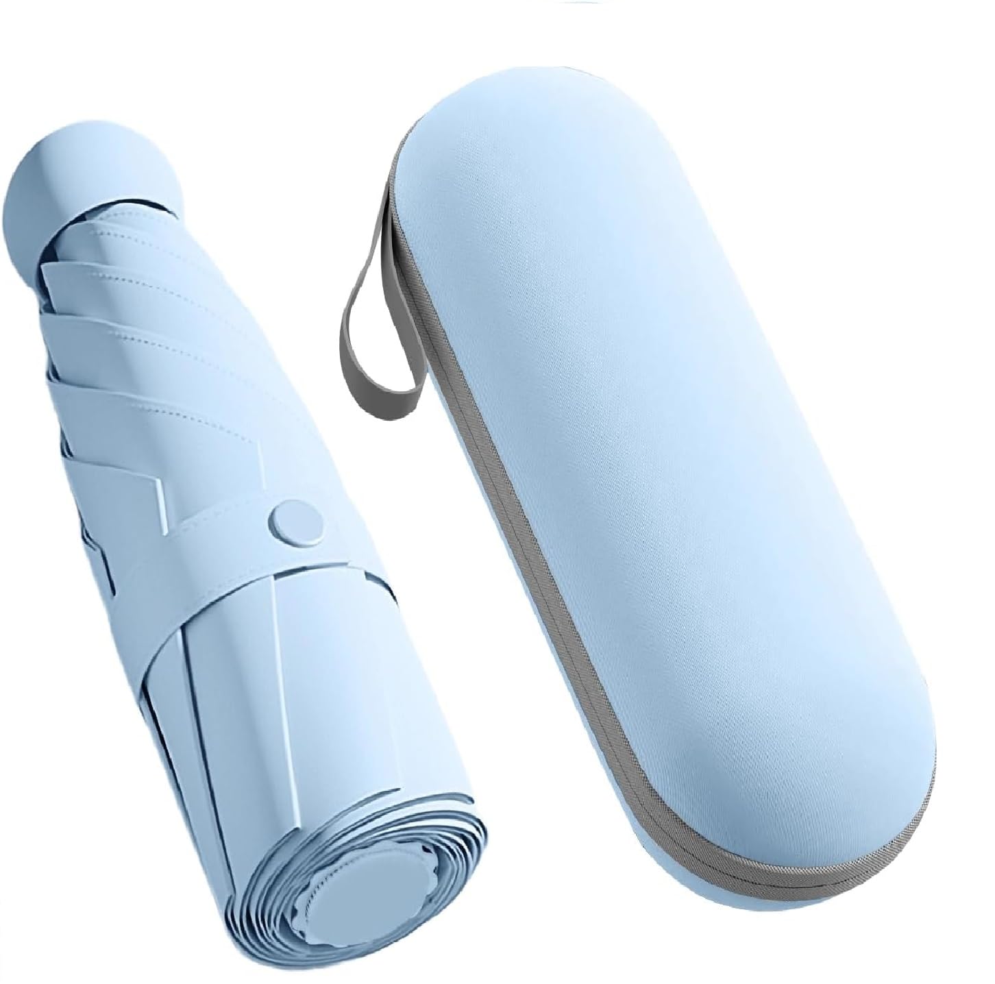 Mini Umbrella with Case for Men & Women (Manual Open) Compact Travelling Umbrella, Polyester & UV Protection Fabric for Summer/Anti-Slip Handle- Use in Rain & Summer- 6 Frame