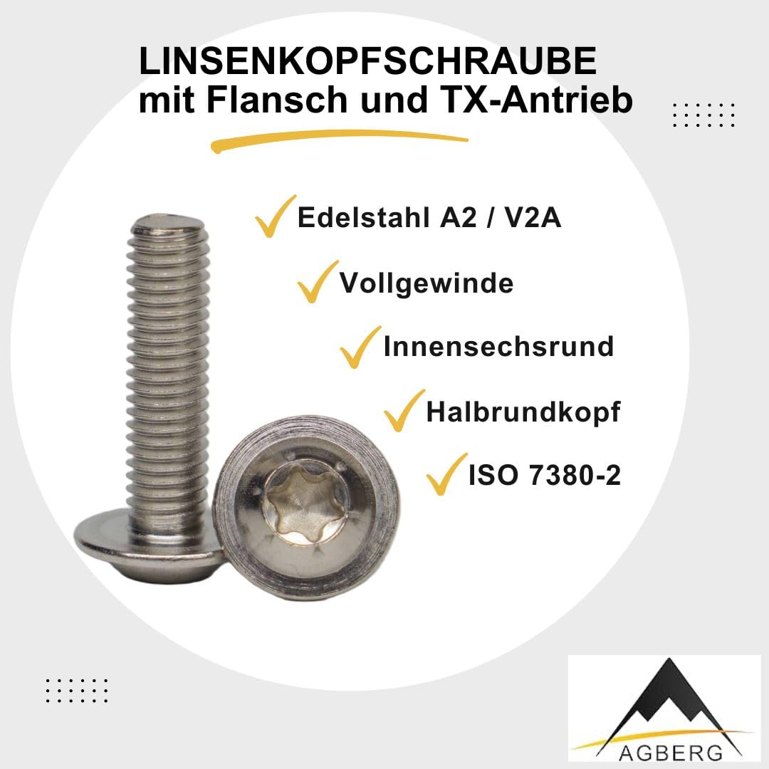 AGBERG - M4 x 16 lenskopschroeven met binnenzeskant (TX