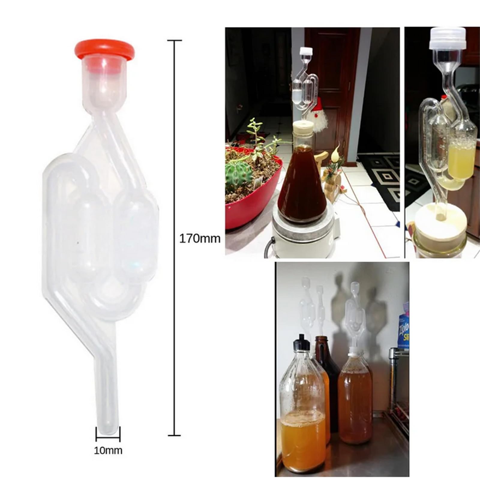 2Pcs Twin Bubble Airlock Fermenting Bubble Airlock for Brewing Wine, Beer, Pickles