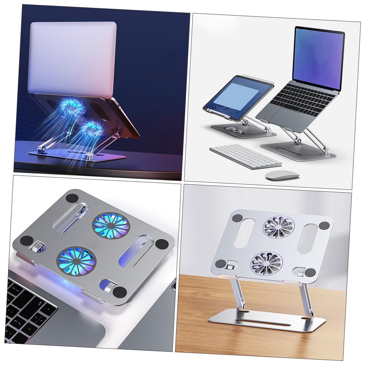 Artibetter Supporto Raffreddamento Laptop in Lega di Alluminio Doppia Ventola, Altezza Regolabile e Struttura Robusta per Laptop e Tablet Fino a 17,3 Pollici