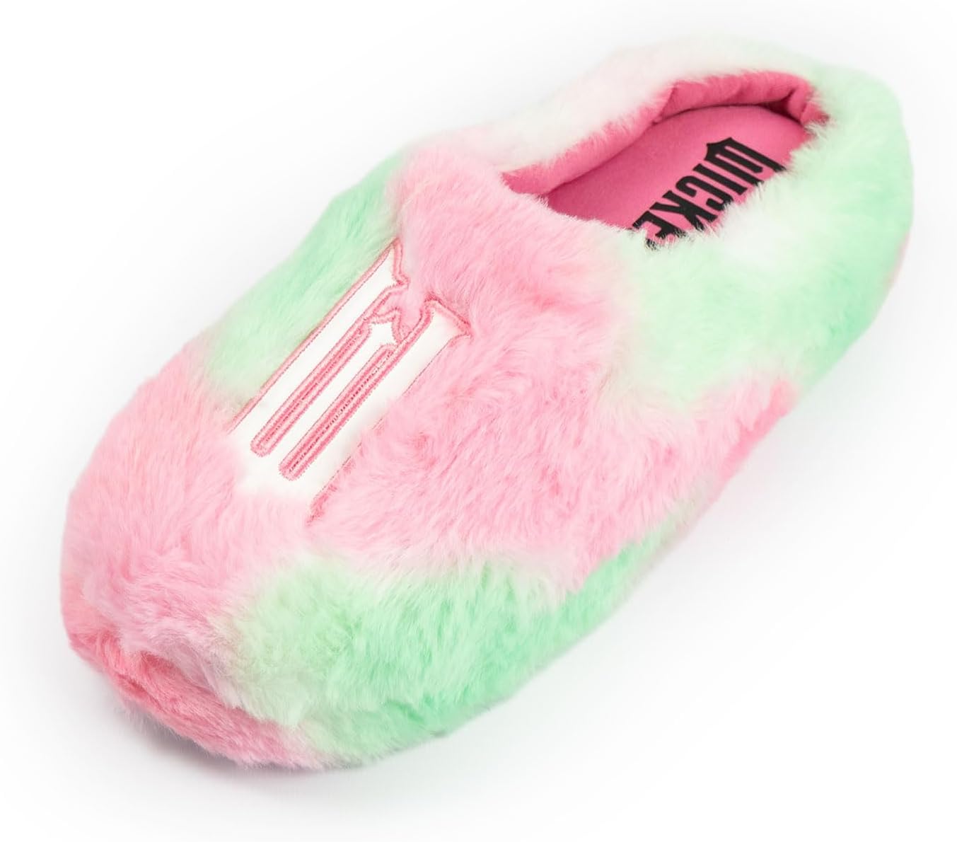 Wicked Womens Pink and Green Fluffy Mule Slippers for Indoor Lounging | Comfortable House Footwear | Fun Movie-Themed Merch