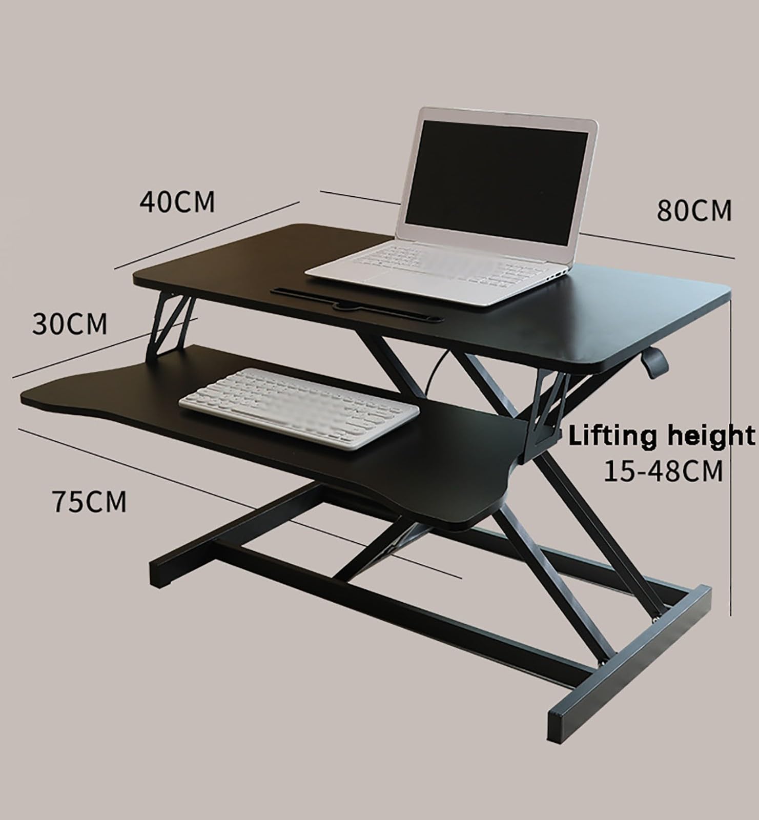 Poste Travail Assis-Debout Réglable Convertisseur Bureau Hauteur Ajustable Station Assis Debout Standing Desk Converter Natural wood color