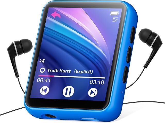 joliker Bluetooth 5.0 MP3 Player, 32GB Portable Digital Lossless Music Player with FM Radio, Line-in Recording, Buit-in Speaker, Full Touchscreen Superior Metal Shell MP3 Players, Support up to 128GB