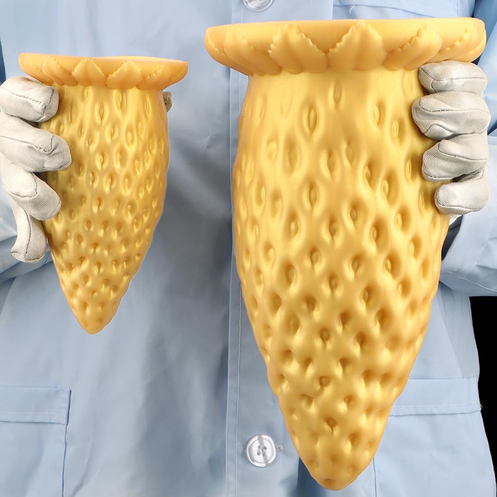 Plug anale fragola oro ventosa grande dilatatore anale dildo gigante pene enorme dildo anale prostata plug anale masturbazione giocattoli sessuali for donne(L)