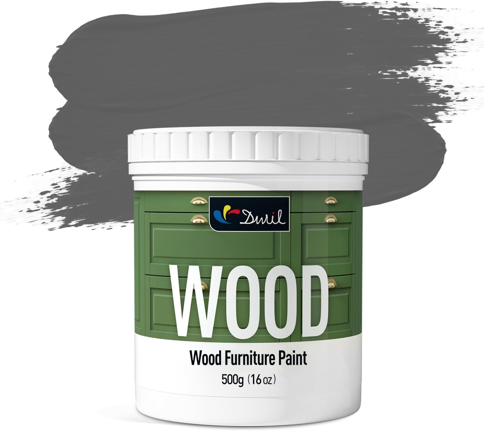 Matte Finish Furniture Paint - 16 Oz Wood Paint for Cabinets, Doors, Tables, and Dressers Refinishing - Water-Based, Non-Toxic & Odorless, Easy to Apply(Anthracite Gray)-Without Tools