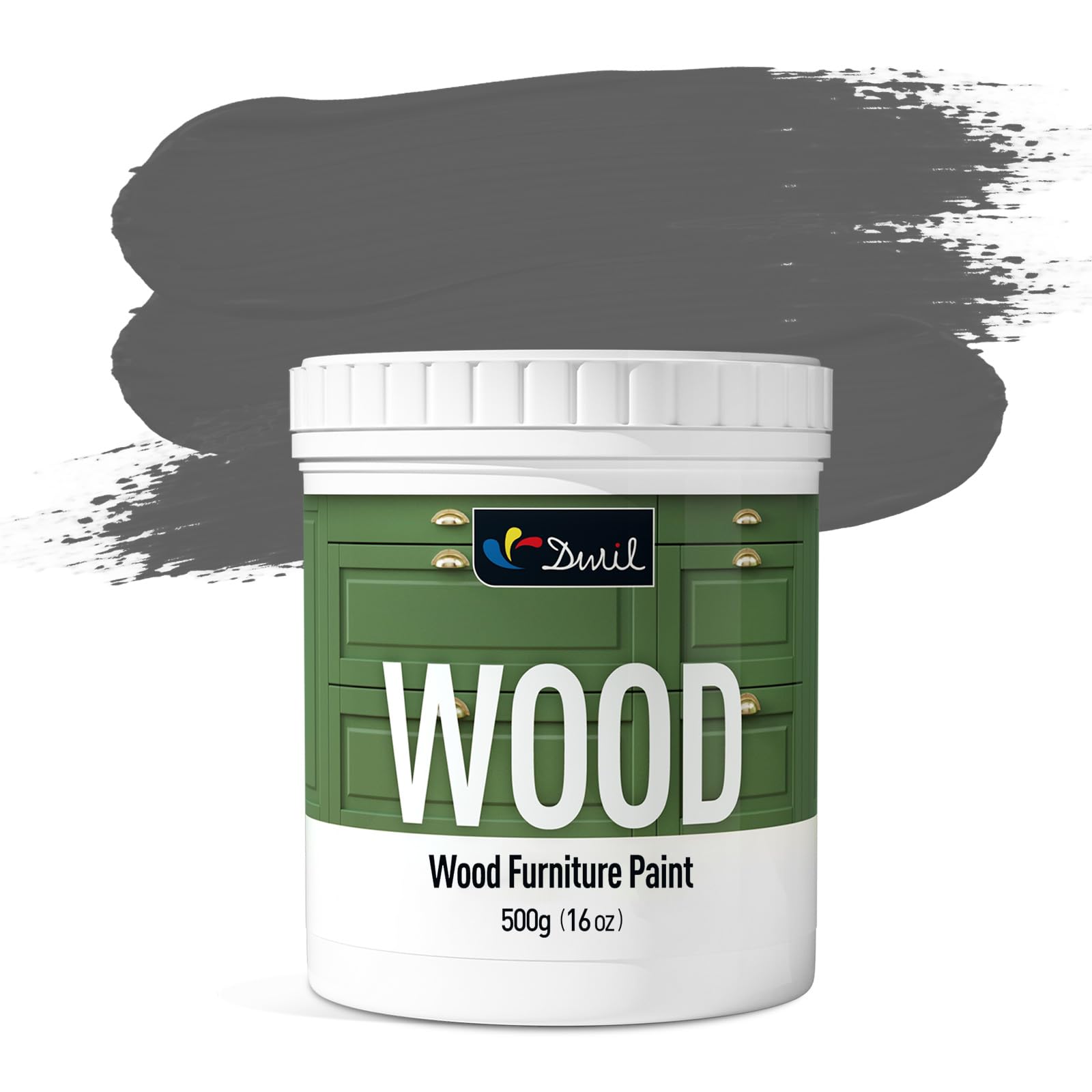 DWIL Matte Finish Furniture Paint - 16 Oz Wood Paint for Cabinets, Doors, Tables, and Dressers Refinishing - Water-Based, Non-Toxic & Odorless, Easy to Apply(Anthracite Gray)-Without Tools