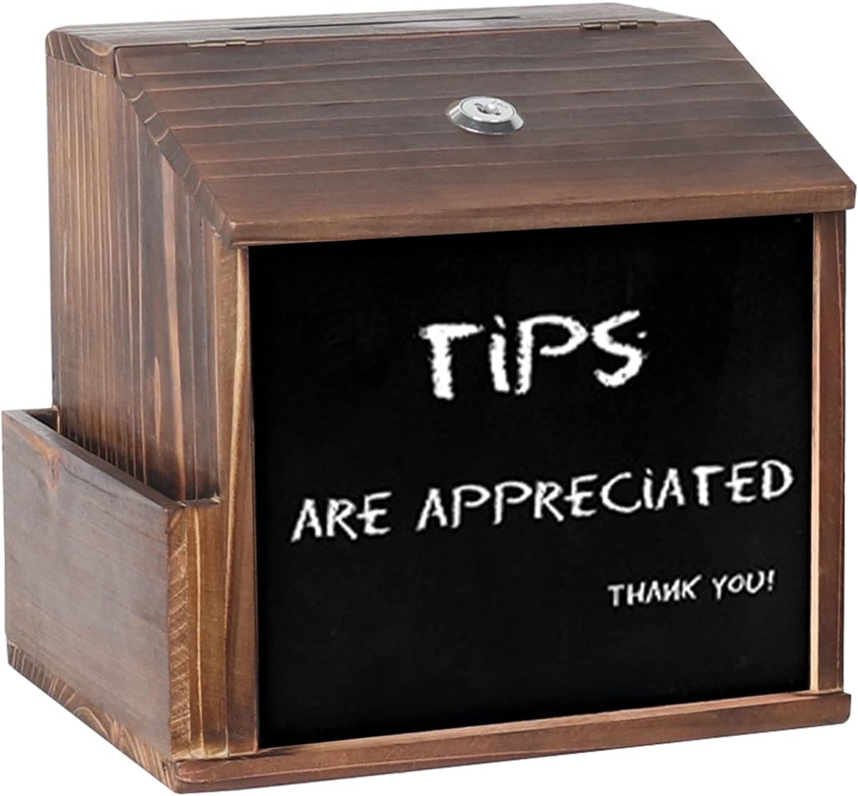 medla Wooden Suggestion Box with Lock: Wall Mount Tip box Small Donation Box with Chalkboard Surface Outdoor Mail Box Raffle Box Ballot Box Feedback Box for Office and Charity