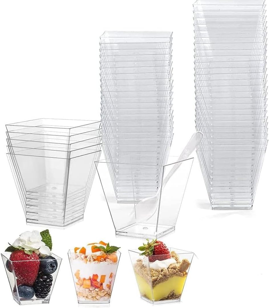Alpha Basics110ml Plastic Pudding Dessert Cups (Pack of 20)