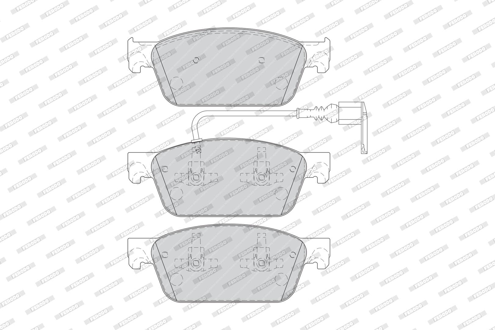 FERODO Juego de pastillas de freno Delantero con contacto avisador de desgaste sin accesorios FVR4302 Juego de pastillas de freno Compatible con VW Multivan T5 7HM, 7HN, 7HF, 7EF, 7EM, 7EN