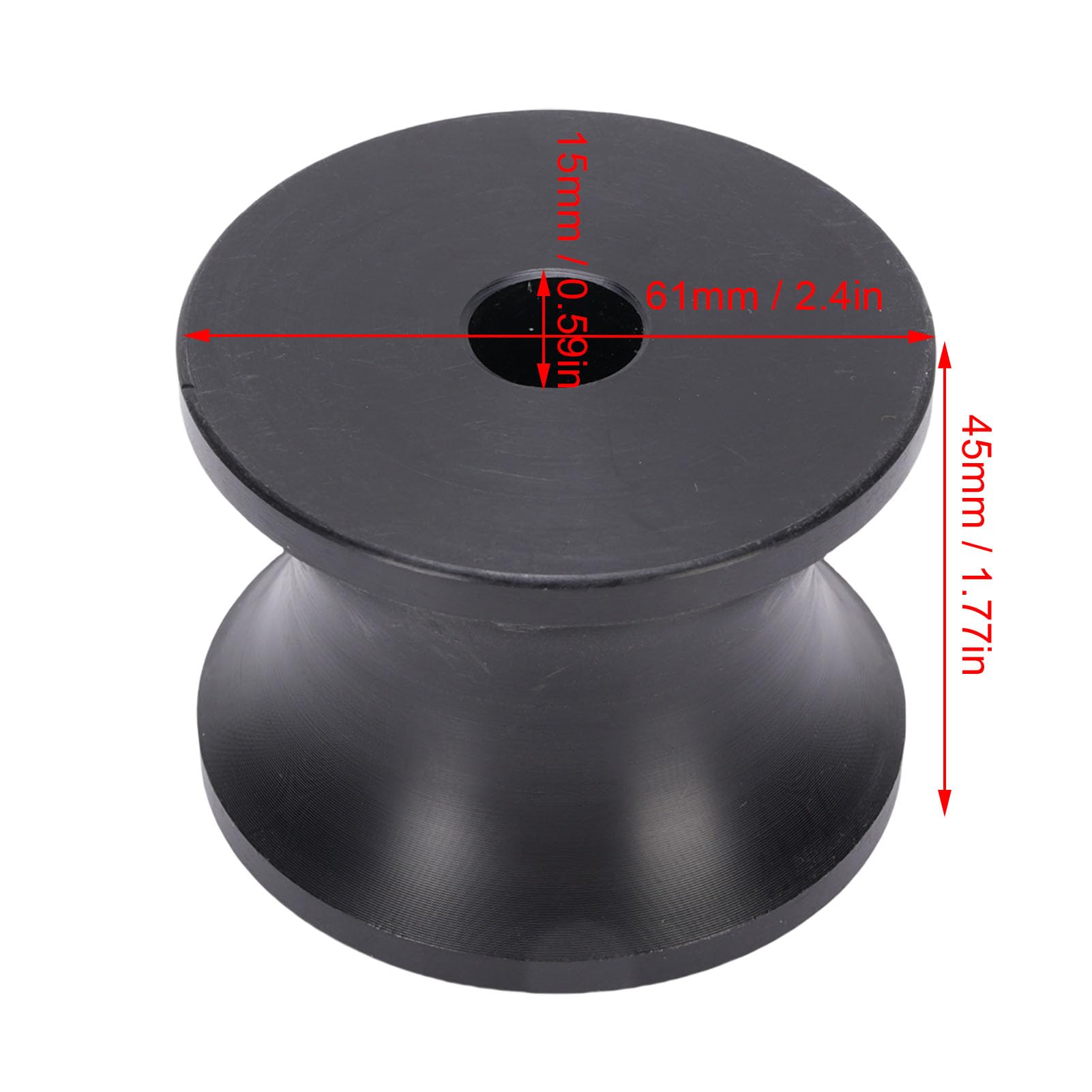 Marine Keel Roller, 2Pcs 2.4x1.77inch Bow Stop Rollers for Boat Trailer Bore 0.59inch, Nylon Material