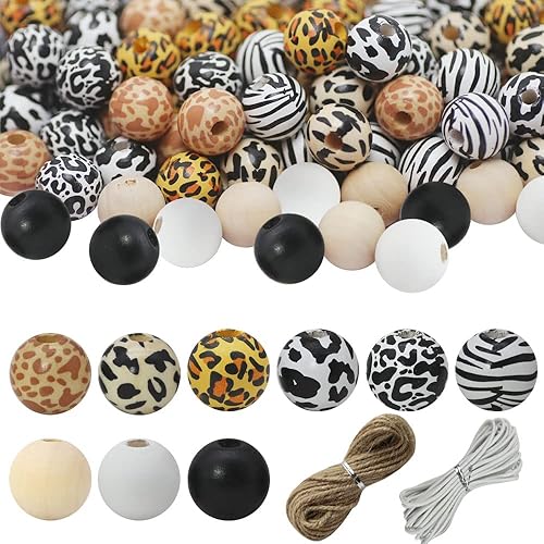 Miniatura 7 de 200 cuentas de madera blanca de 0.631 pulgadas (0.630 in), cuentas gruesas para hacer llaveros, manualidades, casa de campo, decoración del hogar y