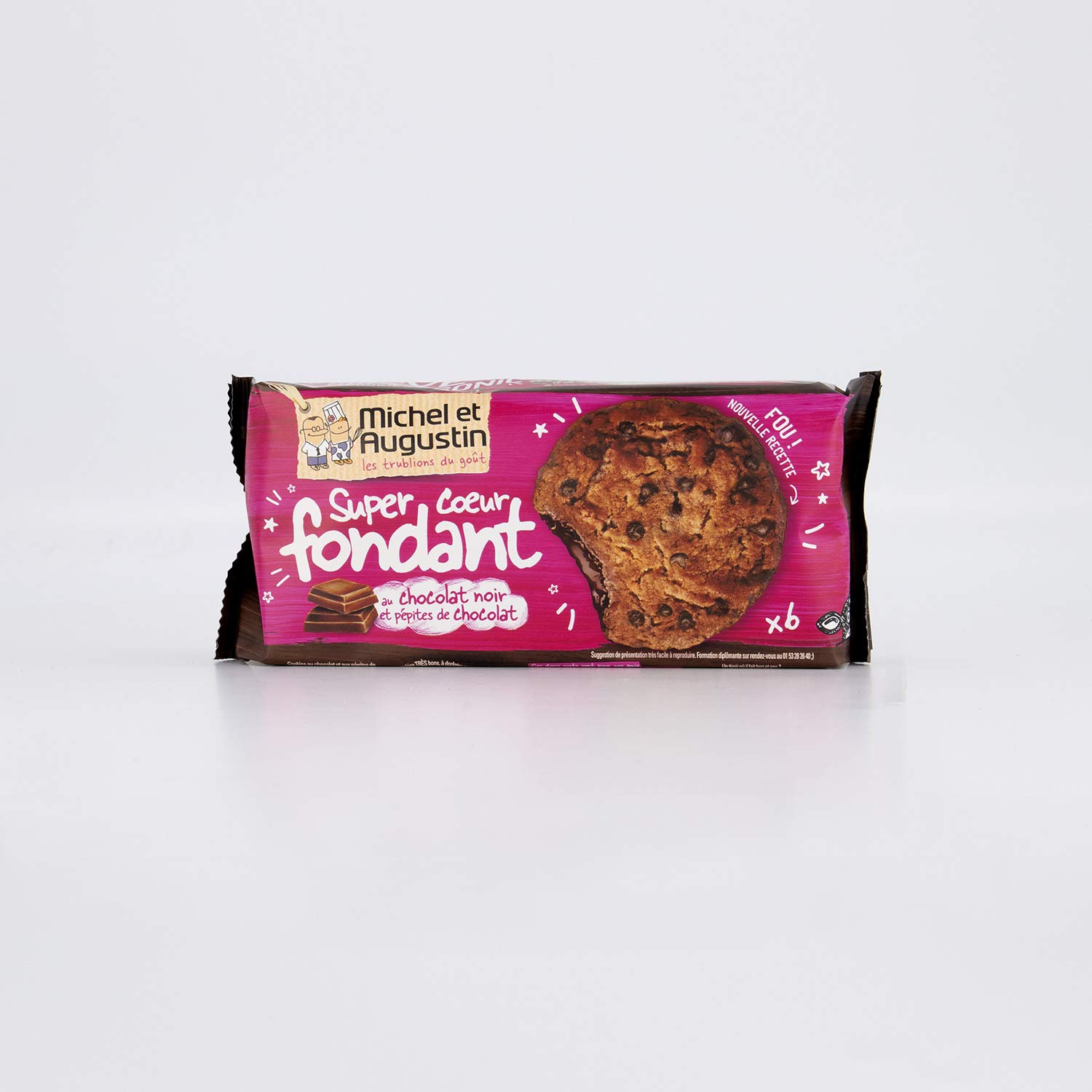 Michel et Augustin - Cookies Cœur Fondant au Chocolat Noir et Pépites de chocolat - Cookies au Cœur Fondant - 180g Lot de 3
