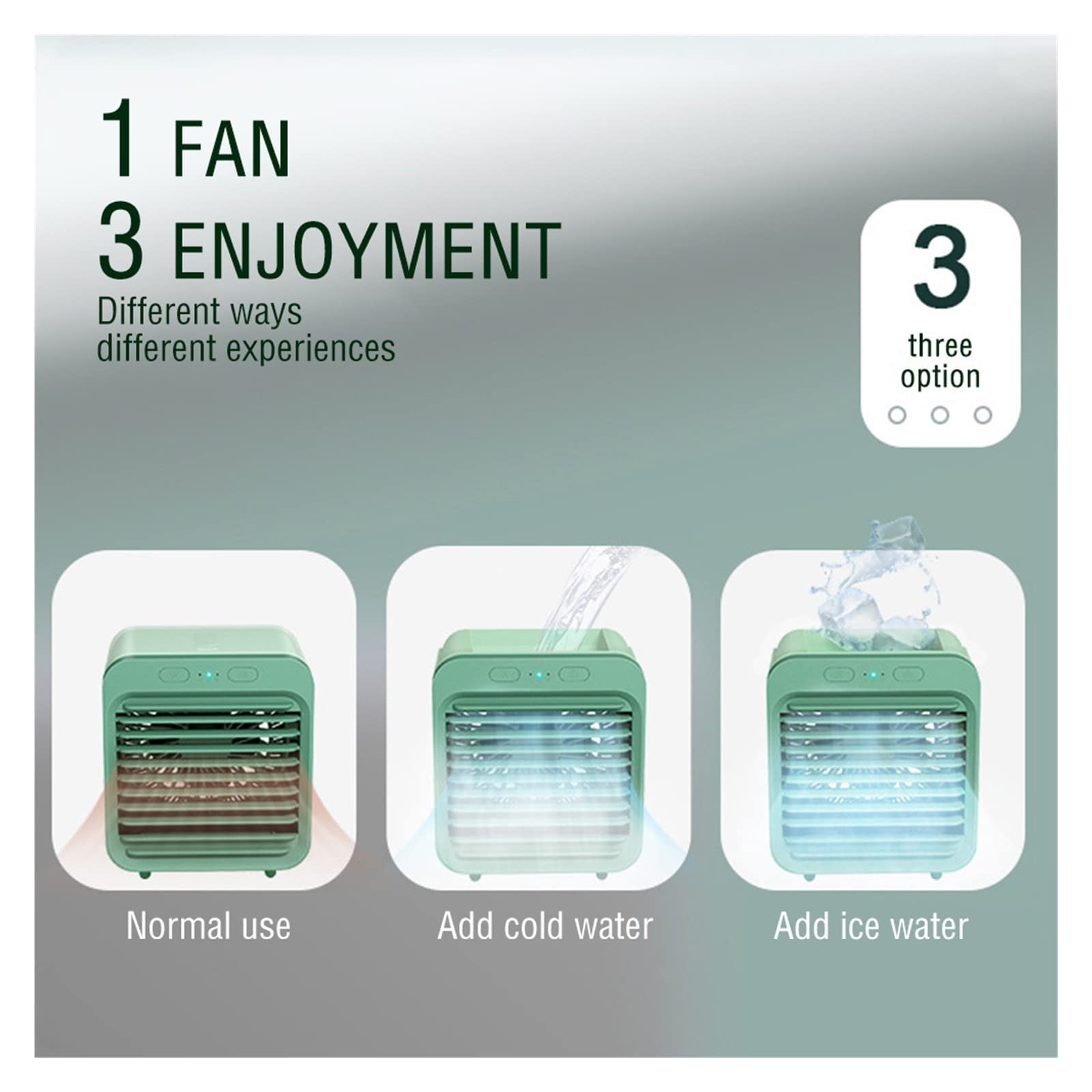 Mini Condizionatore d'Aria Ventola di Raffreddamento USB Ricaricabile Portatile 3 Ingranaggi ad Aria da Tavolo for Ufficio Flusso D’aria Comfort Brezza Rinfrescante(Black)